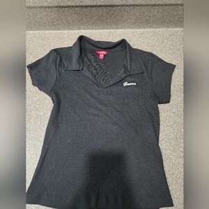 Guess Black Short-Sleeve Ribbed Polo